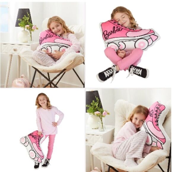 Barbie Pink Roller Skate Kids Bedding Decorative Pillow - Picture 7 of 9